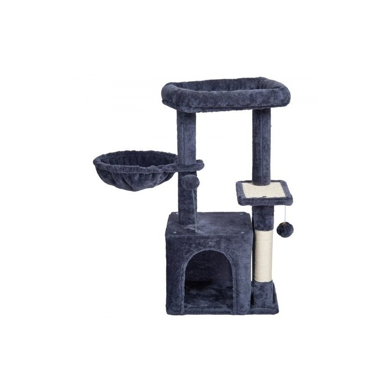 Kissapuu neljä tasoa sisalpylväät riippumatto kissakoppi 80 cm tummanharmaa