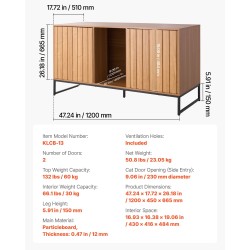 Kissan hiekkalaatikkokaappi 120 cm leveä lastulevy vedenpitävällä pinnalla raapimisalustalla ilmanvaihtoaukoilla