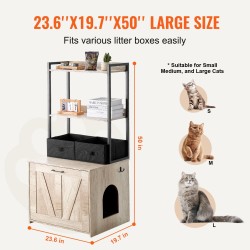 Puinen kissanvessakaappi 12 mm MDF 59,9x50x127 cm 2 hyllyä 2 koria