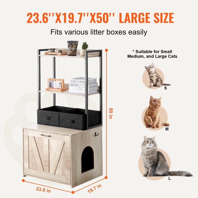 Puinen kissanvessakaappi 12 mm MDF 59,9x50x127 cm 2 hyllyä 2 koria