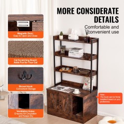 Kissan hiekkalaatikon piilotettava kaappi MDF tummanruskea kolme hyllyä kaksi ovea