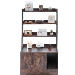 Kissan hiekkalaatikon piilotettava kaappi MDF tummanruskea kolme hyllyä kaksi ovea