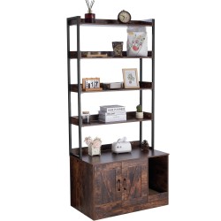 Kissanvessakaappi MDF levy 4 hyllyä tummanruskea mitat 850 x 490 x 1836 mm