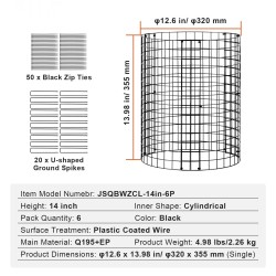 Kasvisuoja muovipinnoitetusta hiiliteräksestä 6 kpl halkaisija 320 mm korkeus 355 mm ulkokasveille