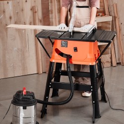 Pöytäsaha jalustalla metallirunko 254 mm terä 1800W moottori 200 mm repäisykapasiteetti