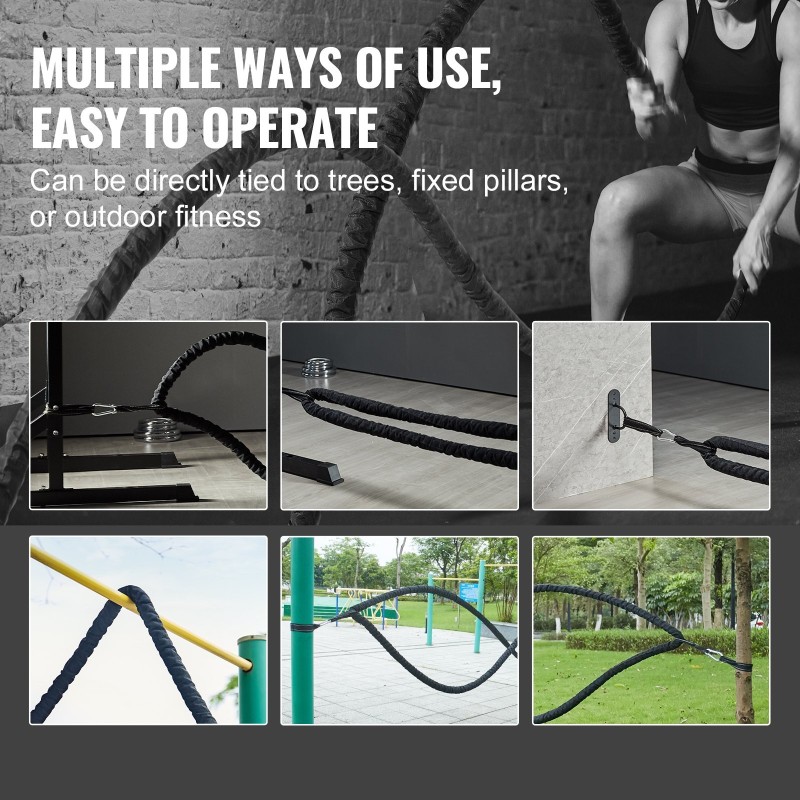 Harjoitusköysi polyesteri 9,1 m halkaisija 38 mm paino 7,2 kg suojasukalla ankkurilla