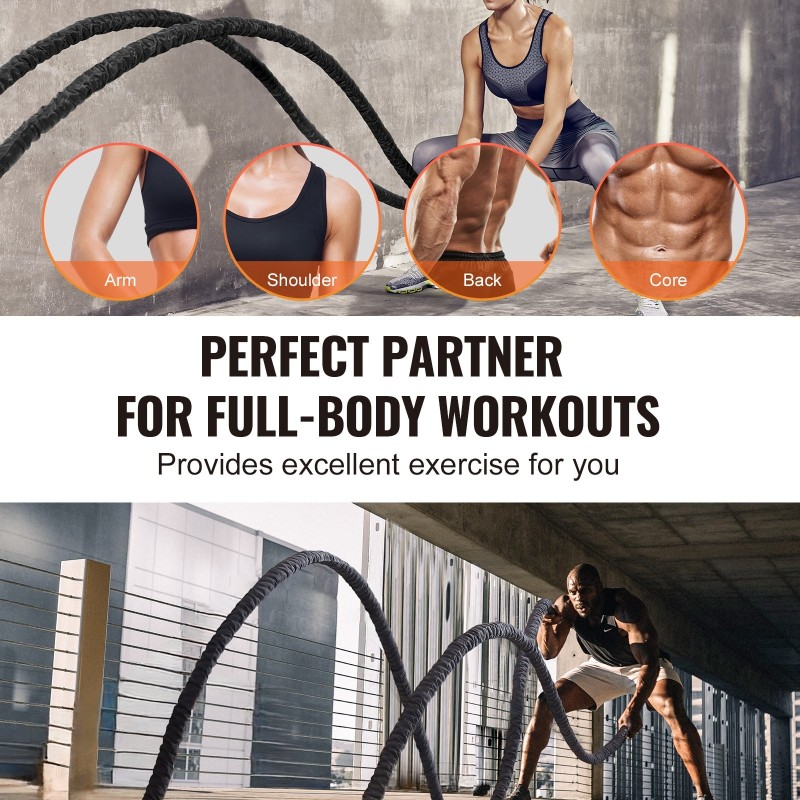 Harjoitusköysi polyesteri 9,1 m halkaisija 38 mm paino 7,2 kg suojasukalla ankkurilla