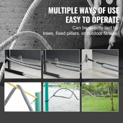 Polyesterinen harjoitusköysi 9,1 metriä 38 millimetriä 7,3 kiloa harmaa suojasukka