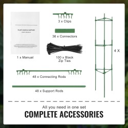 Tomaatinhäkki hiiliterästä muovipinnoitteella 1620 millimetriä korkea neljän kappaleen setti tomaateille pinottava