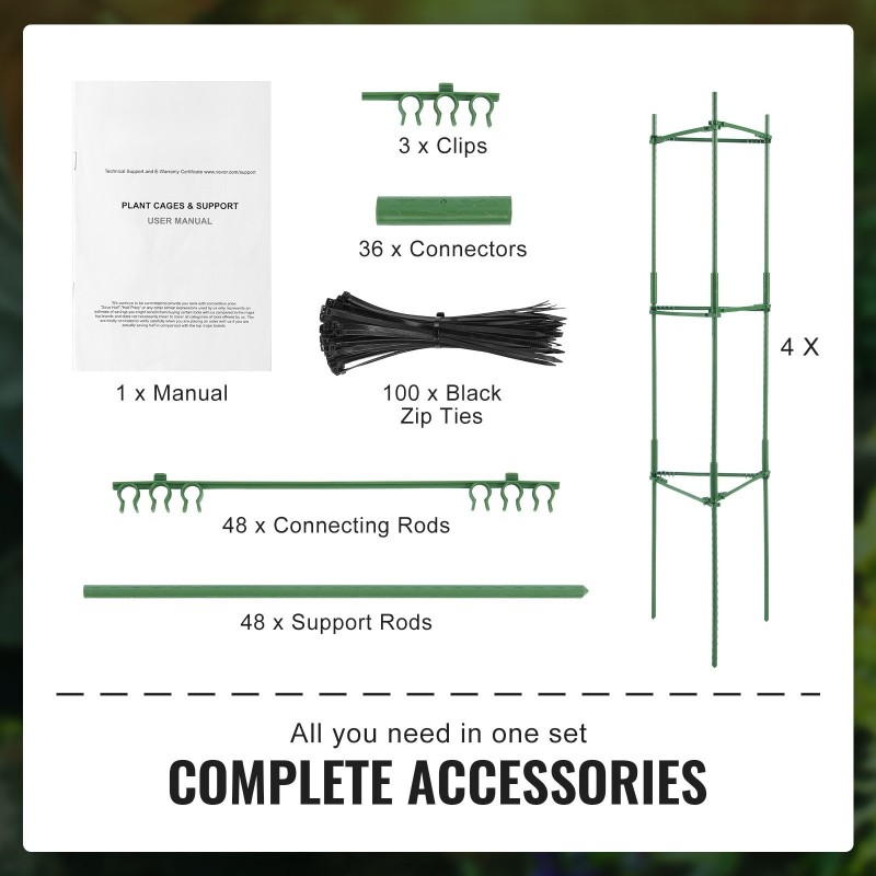 Tomaatinhäkki hiiliterästä muovipinnoitteella 1620 millimetriä korkea neljän kappaleen setti tomaateille pinottava