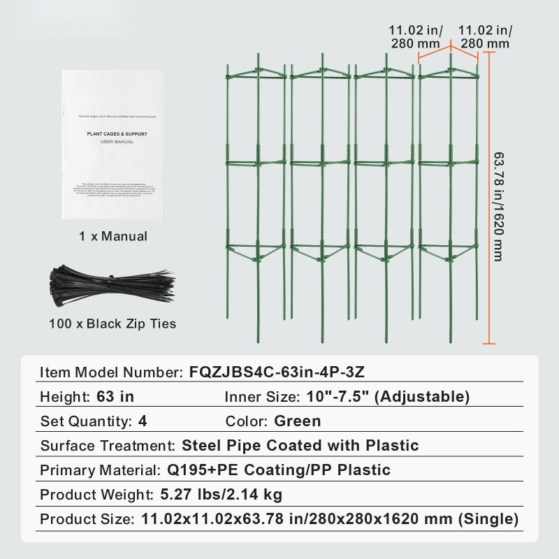 Tomaatinhäkki hiiliterästä muovipinnoitteella 1620 millimetriä korkea neljän kappaleen setti tomaateille pinottava