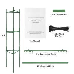 Tomaatinhäkki hiiliterästä muovipinnoitteella 1620 millimetriä korkea neljän kappaleen setti tomaateille pinottava