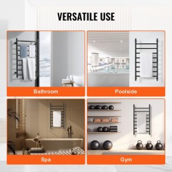 Pyyhekuivain seinäkiinnitteinen ruostumaton teräs kahdeksan poikkoputkea vesitiivis ajastin viisi lämpötasoa