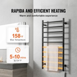 Pyyhekuivain 10-putkinen teräksinen seinään asennettava IPX5 ajastin LED-näyttö 50–70 °C
