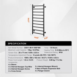Pyyhekuivain 10-putkinen teräksinen seinään asennettava IPX5 ajastin LED-näyttö 50–70 °C