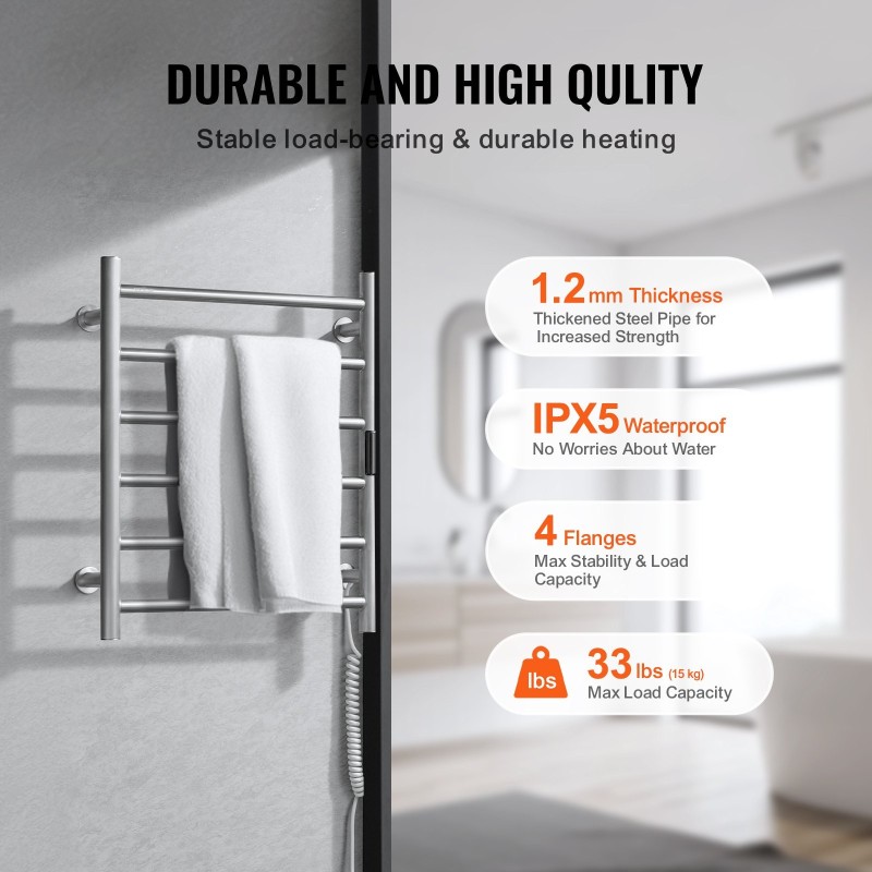 Seinäasenteinen ruostumaton teräs pyyhekuivain kuudella tankolla roiskevesisuojattu 5-portainen lämpötilansäätö LED-näyttö