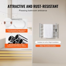 Seinäkiinnitteinen pyyhelämmitin ruostumatonta terästä neljä tankoa viisi lämpötilatasoa digitaalinen näyttö ajastin