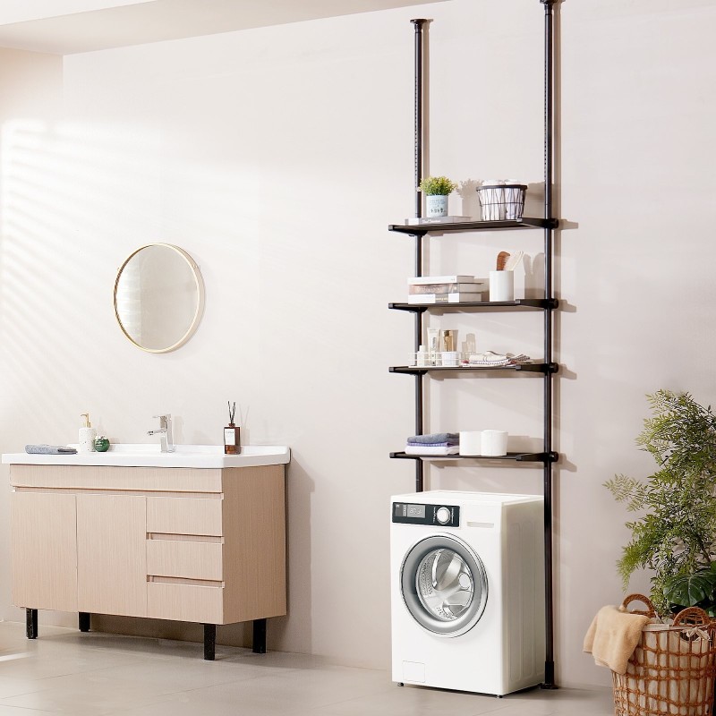 Wc:n yläpuolelle asennettava 4-tasoinen säädettävä alumiini-teräs hylly 1337–3370 mm