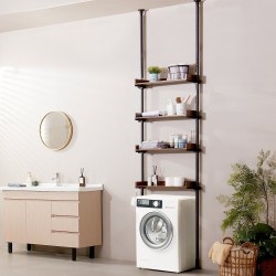 Wc:n yläpuolinen säilytyshylly 4-tasoinen säädettävä puuhyllyt alumiinikannattimet vähähiiliset teräsputket