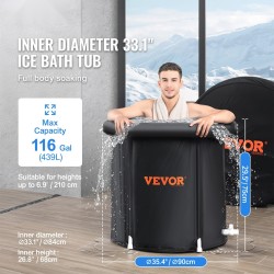 Jääkylpyamme 90 cm 370 l täytettävä kolmikerroksinen komposiittimateriaali taitettava mukana kansi