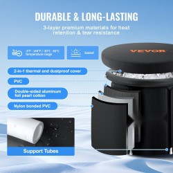 Jääkylpyamme 90 cm 370 l täytettävä kolmikerroksinen komposiittimateriaali taitettava mukana kansi