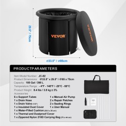 Taitettava jääkylpyamme kolmikerroksisesta komposiitista kahdeksankymmentäviisi senttimetriä pitkä seitsemänkymmentäviisi