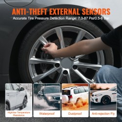 Rengaspaineen valvontajärjestelmä 4 vedenpitävää ulkoisanturia 7,3–87 PSI aurinkolataus USB-lataus reaaliaikainen näyttö