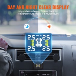 Rengaspaineen valvontajärjestelmä neljä ulkoista anturia reaaliaikaisella näytöllä tupakansytytinliitännällä 7,3–87 psi