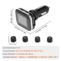 Rengaspaineen valvontajärjestelmä neljä ulkoista anturia reaaliaikaisella näytöllä tupakansytytinliitännällä 7,3–87 psi