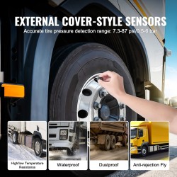 Rengaspaineiden valvontajärjestelmä 7,3–116 PSI 6 anturia reaaliaikainen aurinkolataus säänkestävä