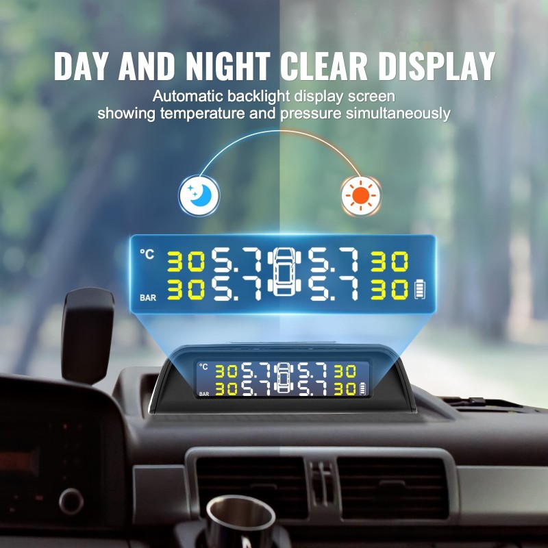 Rengaspaineiden valvontajärjestelmä 7,3–116 PSI 6 anturia reaaliaikainen aurinkolataus säänkestävä