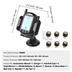 Rengaspaineen valvontajärjestelmä reaaliaikainen langaton kuusi vesitiivistä anturia toistimella