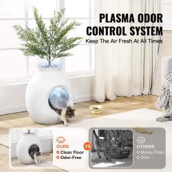 Kissan hiekkalaatikko ABS-muovinen piilotettu älykäs hajunhallinta 9,48 tuuman sisäänkäynti valaistuksella