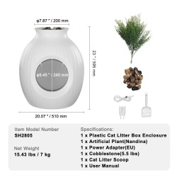 Kissan hiekkalaatikko ABS-muovinen piilotettu älykäs hajunhallinta 9,48 tuuman sisäänkäynti valaistuksella