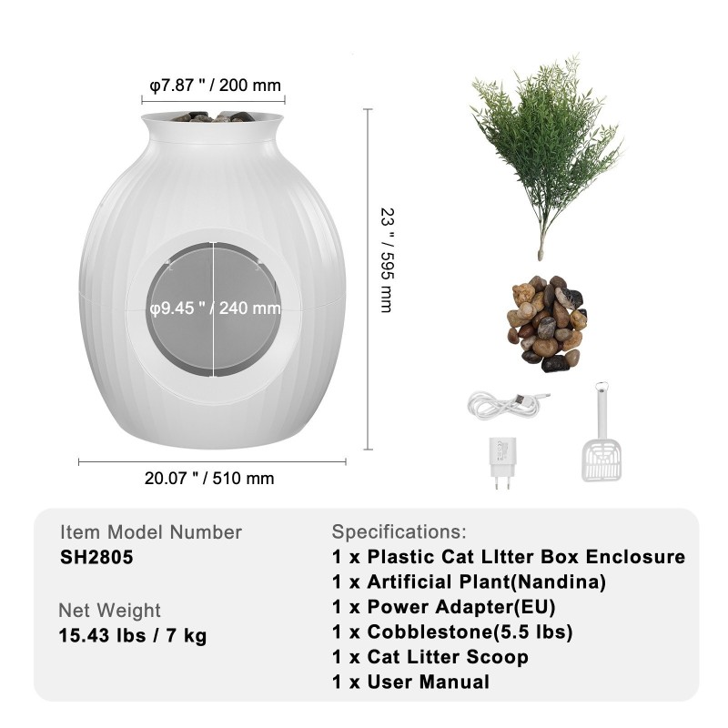 Kissan hiekkalaatikko ABS-muovinen piilotettu älykäs hajunhallinta 9,48 tuuman sisäänkäynti valaistuksella