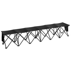 Taittuva kangaspenkki 6 paikkainen 600D Oxford kangas metallirunko sivutaskuilla kantolaukulla musta