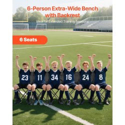 Taitettava sivurajapenkki 6-paikkainen selkänojilla 600D-kankaasta kantolaukulla kevyt musta