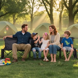 Taitettava sivurajapenkki 6-paikkainen selkänojilla 600D-kankaasta kantolaukulla kevyt musta