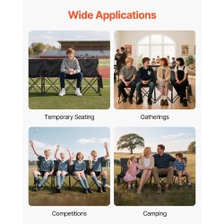 Taitettava nelipaikkainen penkki 600D kankaasta rautaputkirungolla kantolaukulla ulkokäyttöön musta