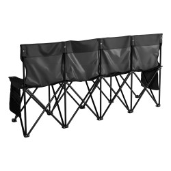 Taitettava nelipaikkainen penkki 600D kankaasta rautaputkirungolla kantolaukulla ulkokäyttöön musta