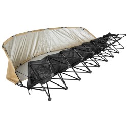 Taittuva 6 paikkainen penkki 600D Oxford kankaalla rautaputkilla aurinkokatoksella säilytystaskuilla mukitelineillä