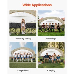 Taittuva 6-paikkainen penkki 600D Oxford-kankaalla rautaputkilla aurinkokatoksella säilytystaskuilla mukitelineillä