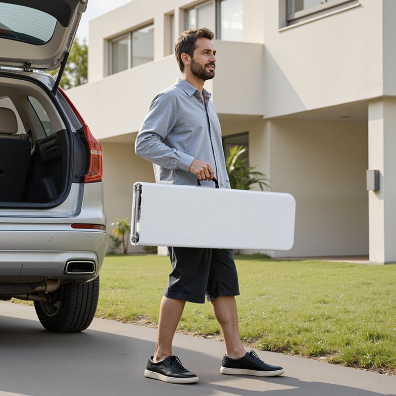 Taitettava HDPE-muovipenkki 182 cm 2 kpl sisä ja ulkokäyttöön valkoinen