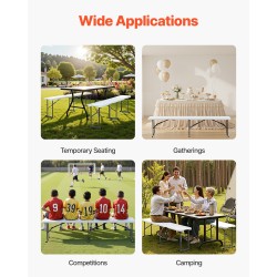 Taitettava penkki muoviistuin teräsjalat 182 cm valkoinen 1 kpl sisä ja ulkokäyttö