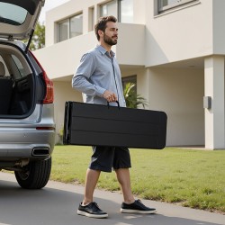 Taittuva muovinen penkki teräsjalat 1825 mm 1 kpl musta sisä ja ulkokäyttöön