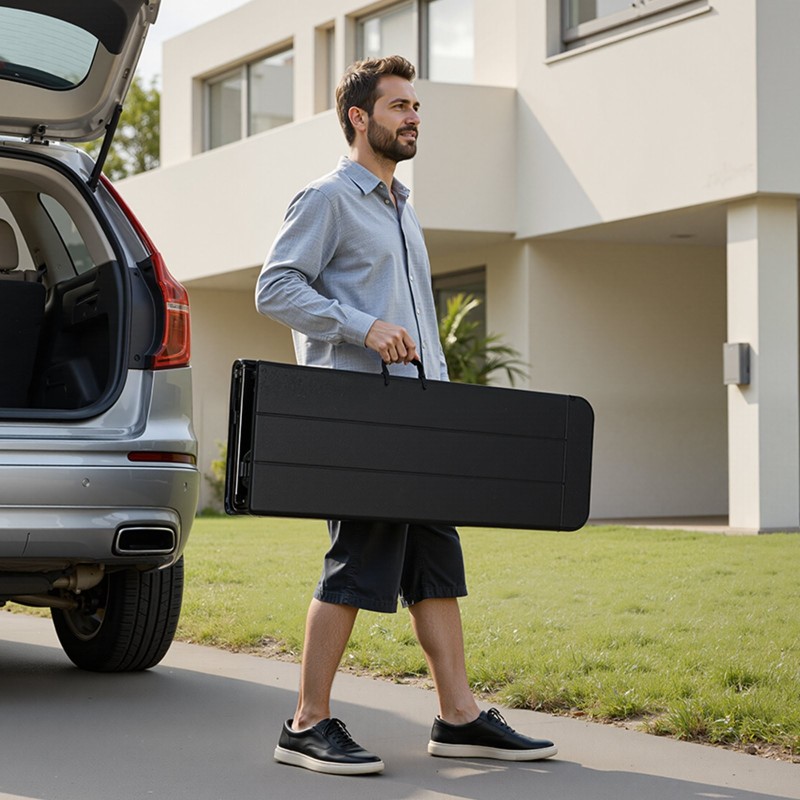 Taitettava HDPE-muovipenkki 182,5 cm 2 kpl ulkokäyttöön musta 2 kantolaukkua