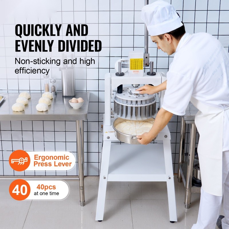 Taikinanjakaja manuaalinen pystysuora 40 palaa 30–140 grammaa ruostumaton teräs