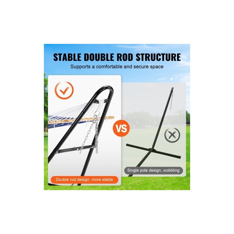 Teräsriippumattojalusta 2,4–4,1 m riippumatoille 1–2 hengelle 550 paunaa