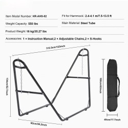 Teräsriippumattojalusta 2,4–4,1 m riippumatoille 1–2 hengelle 550 paunaa