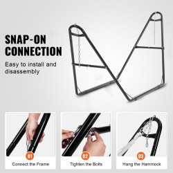 Riippumattoteline teräsputkinen kahden hengen 250 kg kantavuus 2,3–3,9 m pitkille riippumatoille